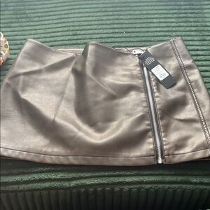 Fashion Nova Shimmering Silver Pencil Skirt with belt